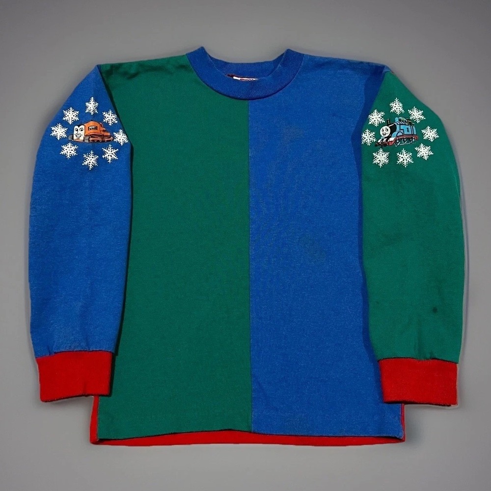 Thomas Tank Engine Terrence youth Boys Color Block Snowflake Graphic Shirt L